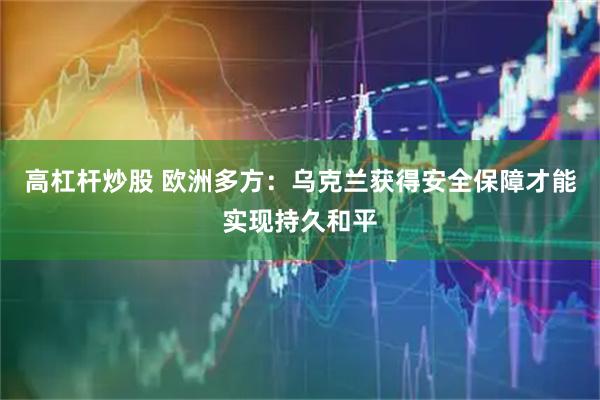高杠杆炒股 欧洲多方：乌克兰获得安全保障才能实现持久和平